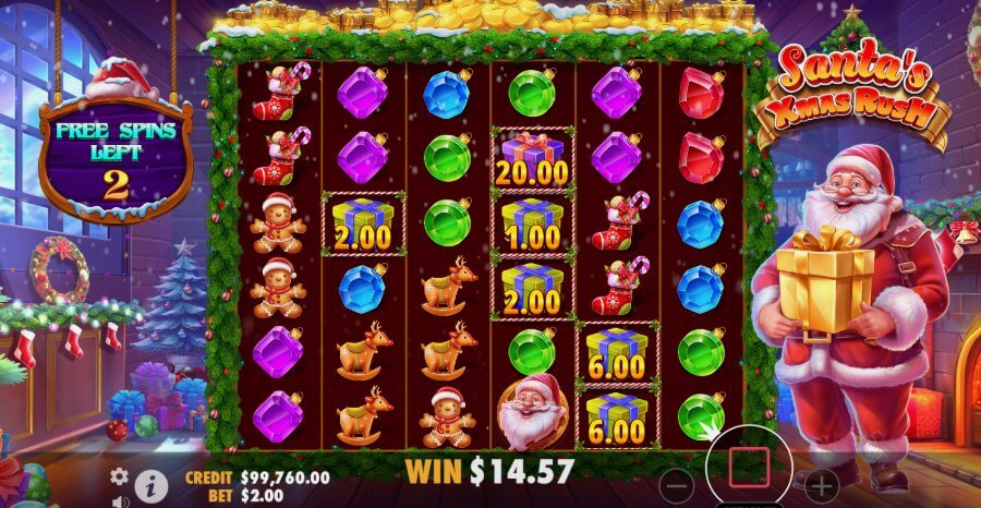 Santas xmas rush Gewinn Geschenke Gewinn im Santas xmas rush slot, freispiele