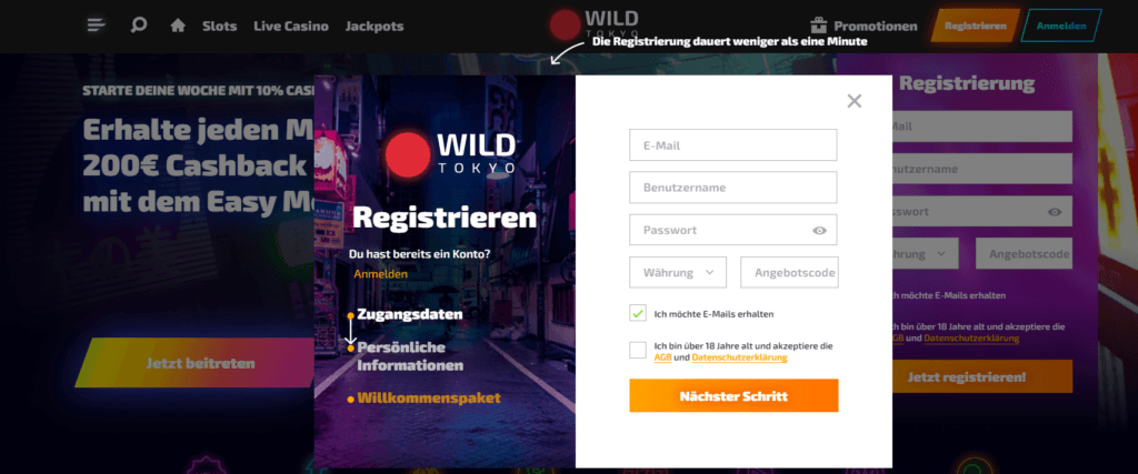 Wild Tokyo - Registrieren