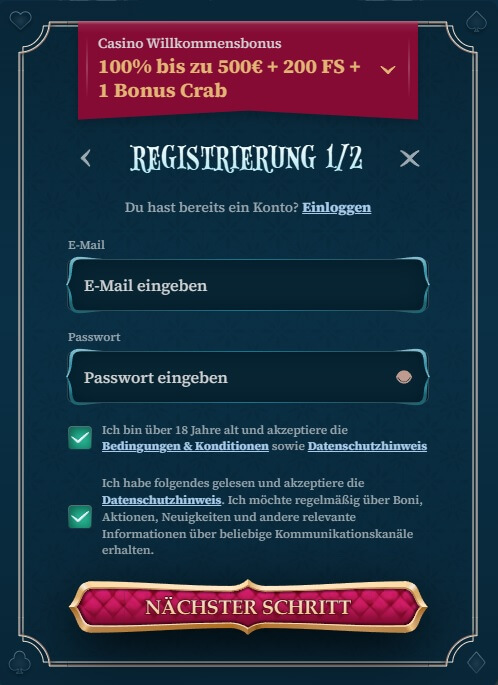 Die BetAlice Registrierung ist schnell abgeschlossen