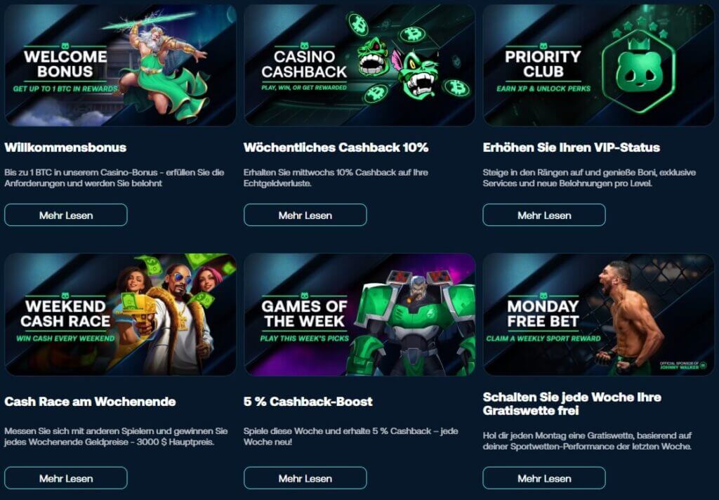 Das Bonusangebot des Betpanda Casinos