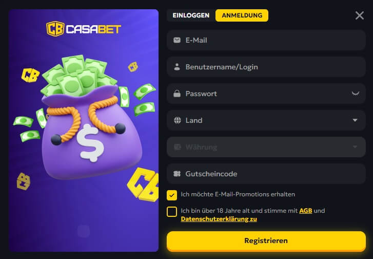 Die Casabet Registrierung geht sehr schnell