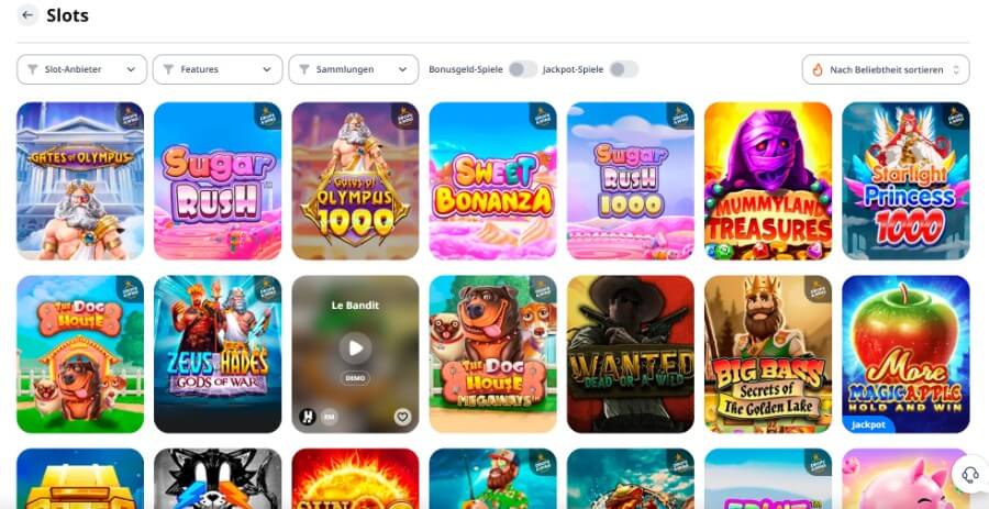 Die Monro Casino Lobby steckt voller Topslots.