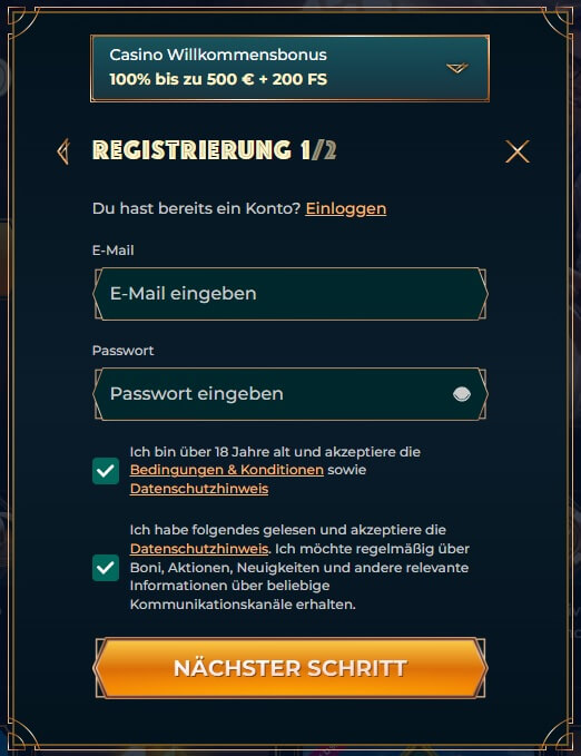 Die Monsterwin Registrierung hat nur wenige Schritte