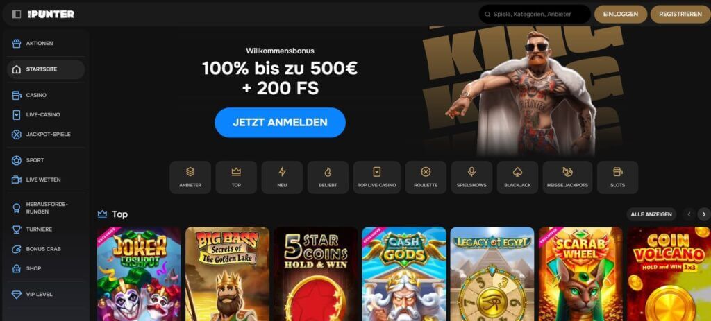 Mit einem 100 % Bonus bis 500 € und 200 Freispielen geht es im MrPunter Casino los