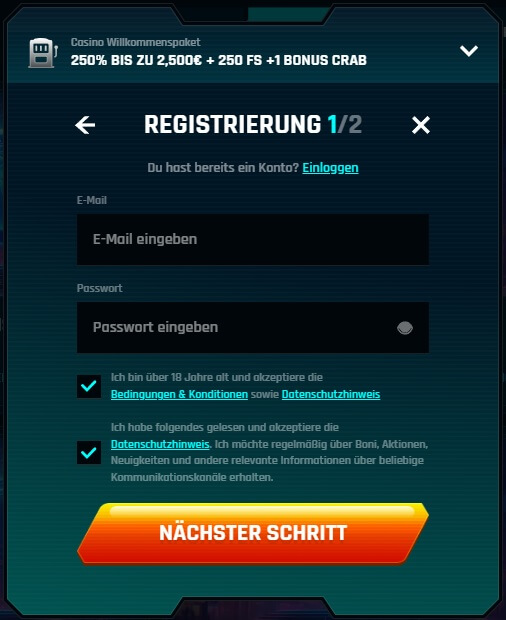 Die Ninlay Registrierung hat nur wenige Schritte