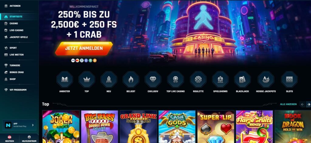 Die Ninlay Webseite bewirbt den Willkommensbonus