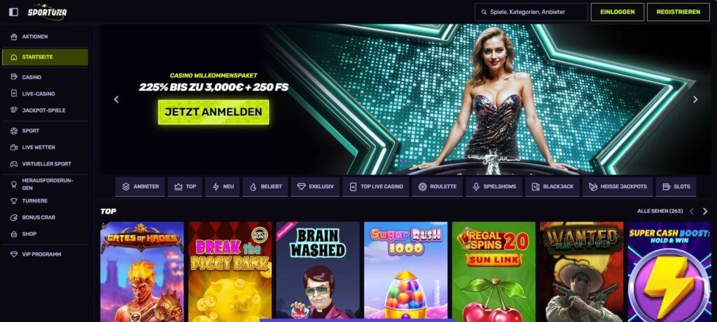 Die Sportuna Webseite bewirbt den Willkommensbonus