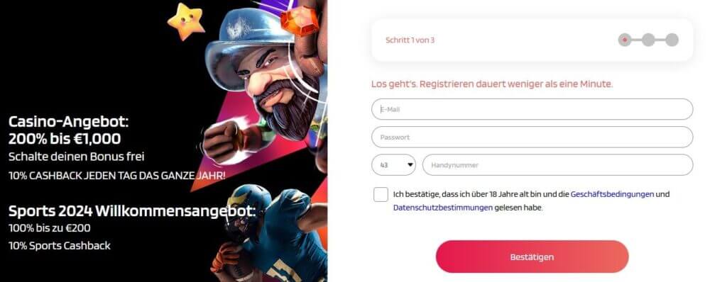 Im Trivela Casino registrieren geht schnell